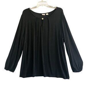 CHICO'S Travelers Long Sleeve Black Tunic Elastic Cuff Black Size 3 (US 16 / 18)